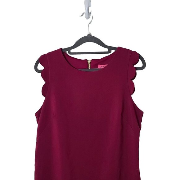 Betsey Johnson's Scalloped Sheath Dress Sleeveless Sangria Size 8 - Picture 5 of 12